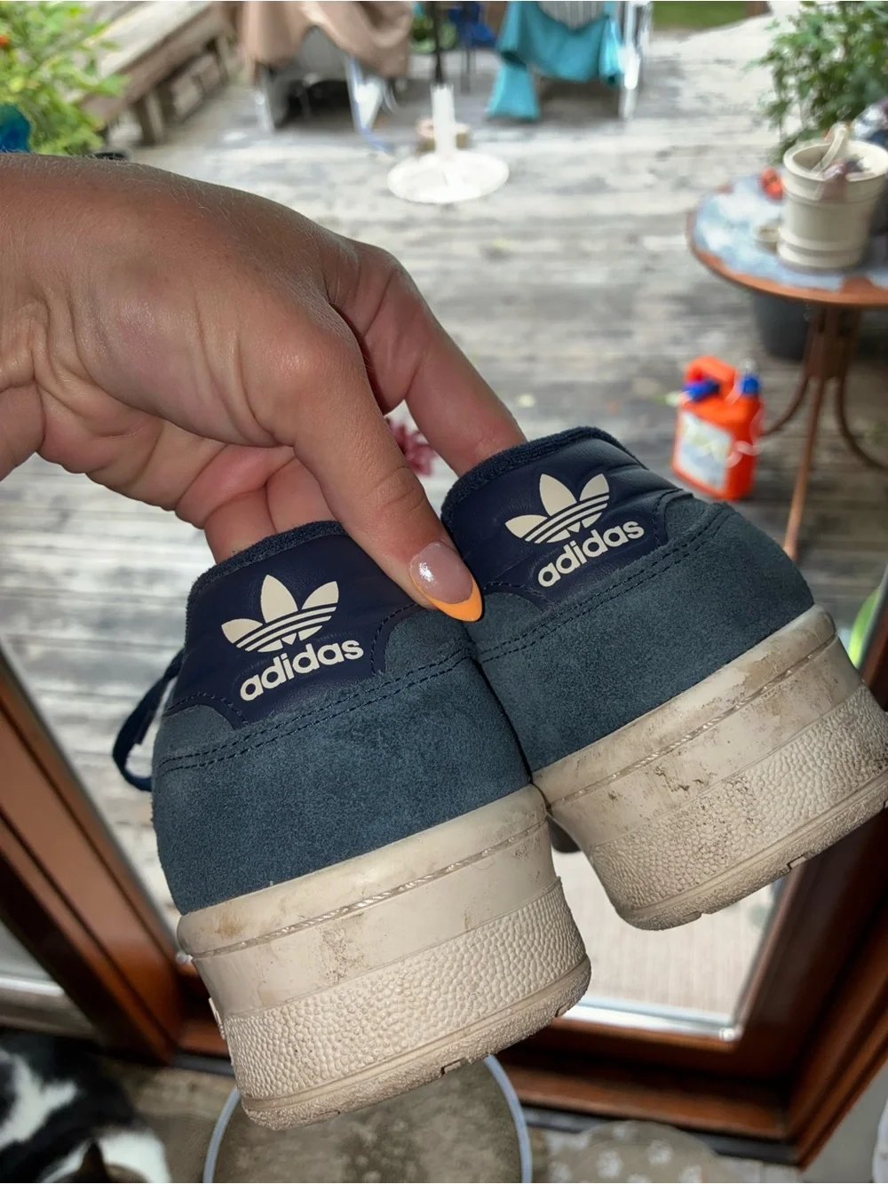 adidas Navy and Cream Suede Low-Top Sneakers